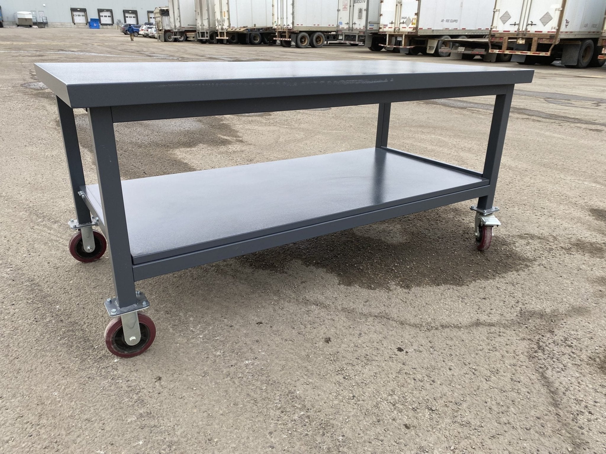 Steel Rolling Tool Table & Workbench – 2-Layer Heavy-Duty Mobile Workstation, 1100 lb Capacity view 8