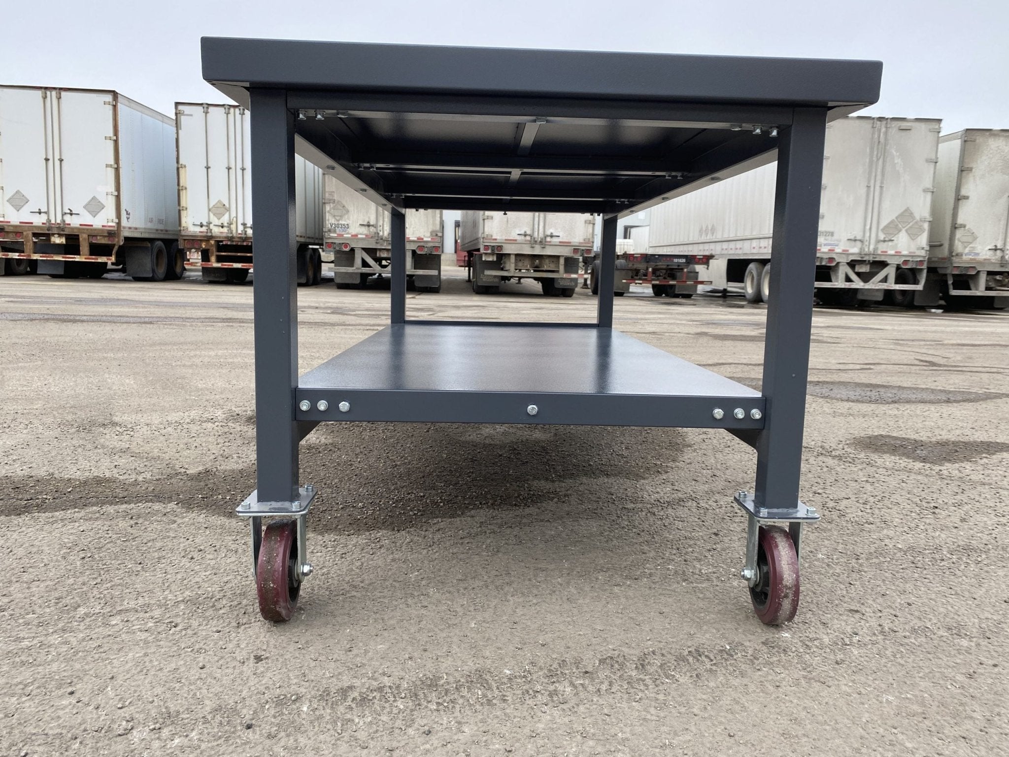 Steel Rolling Tool Table & Workbench – 2-Layer Heavy-Duty Mobile Workstation, 1100 lb Capacity view 5