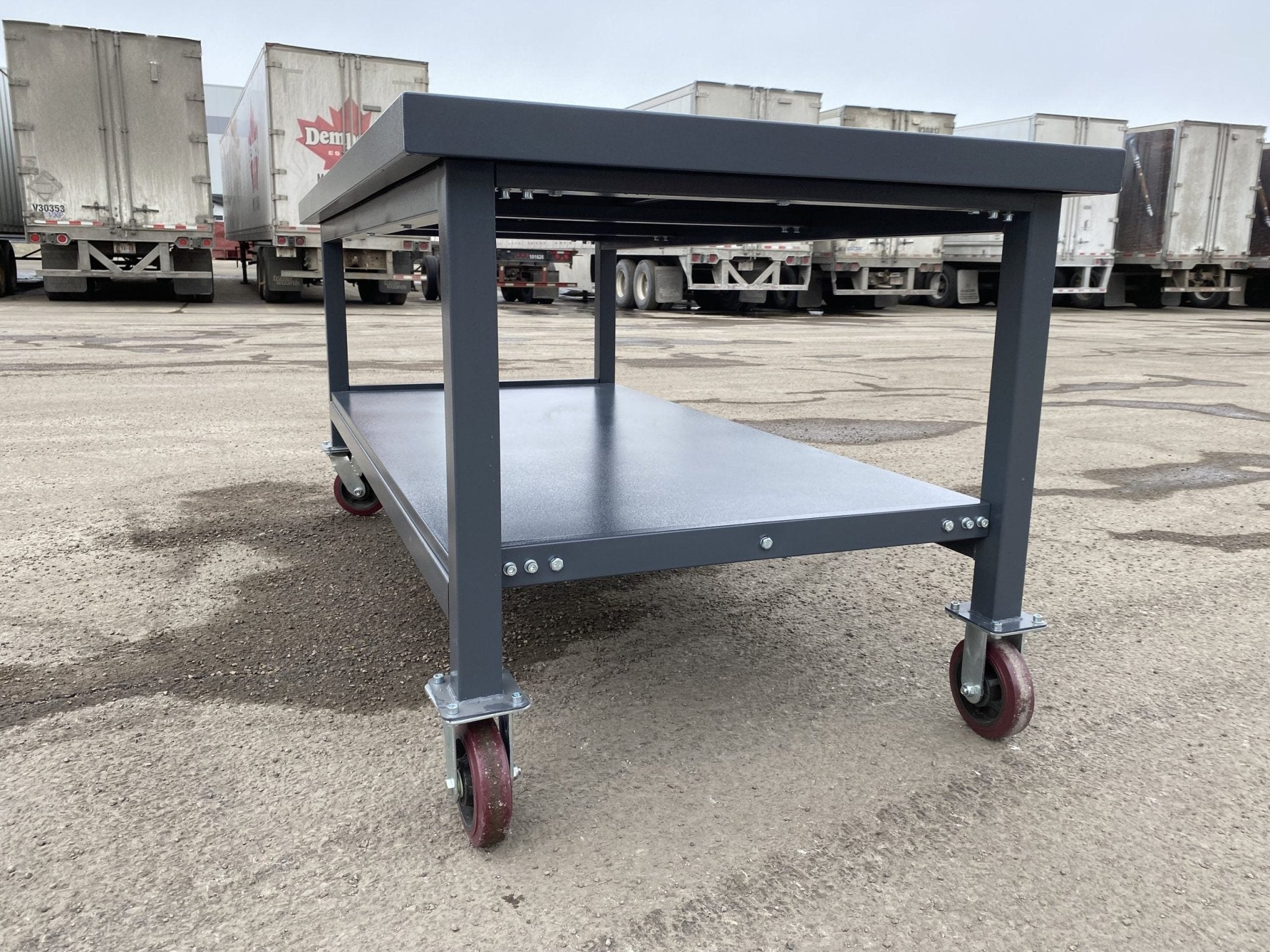 Steel Rolling Tool Table & Workbench – 2-Layer Heavy-Duty Mobile Workstation, 1100 lb Capacity view 3