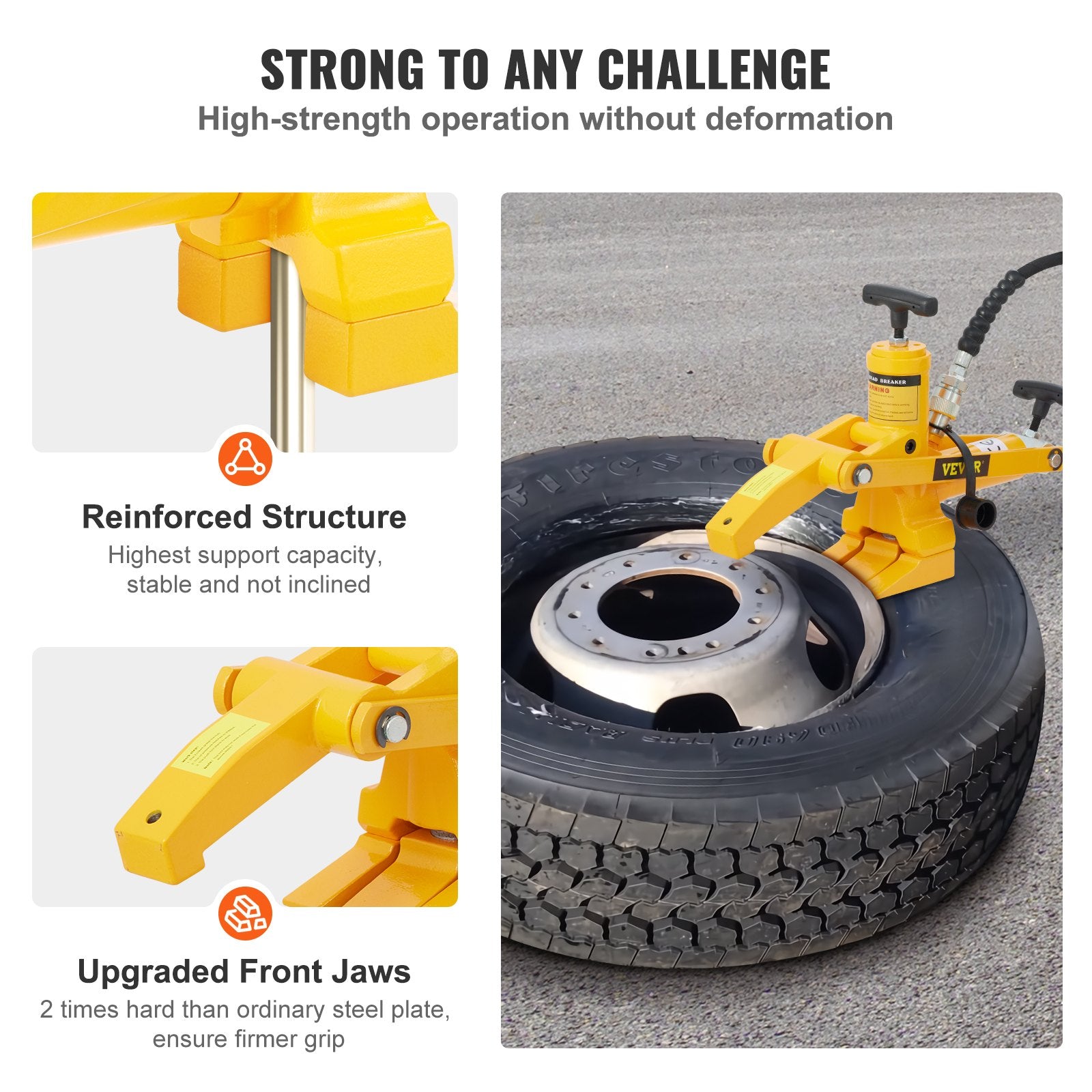 Heavy-Duty Truck & Ag Tire Hydraulic Bead Breaker Kit with 10,000 PSI Foot Pump view 3