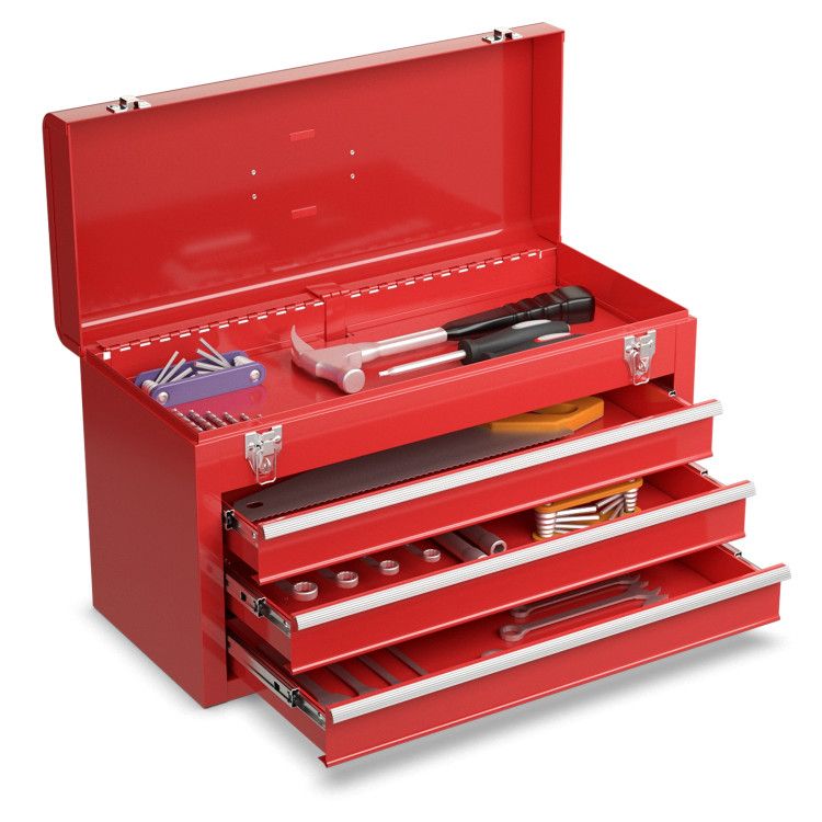 Portable Garage Mechanic Tool Cabinet Box with 3 Drawers view 2