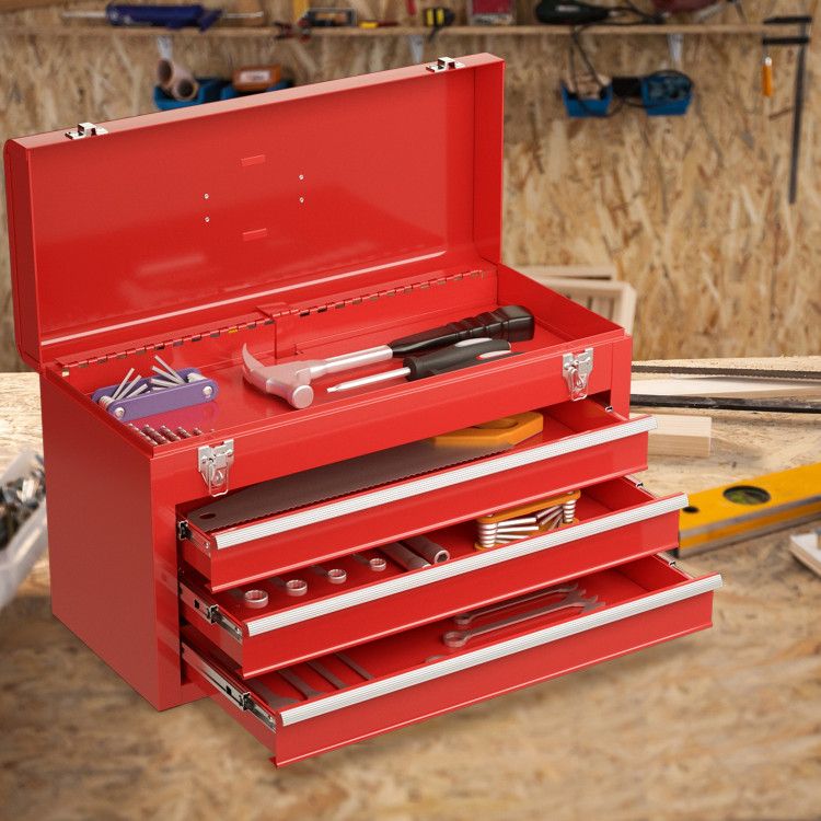 Portable Garage Mechanic Tool Cabinet Box with 3 Drawers view 3