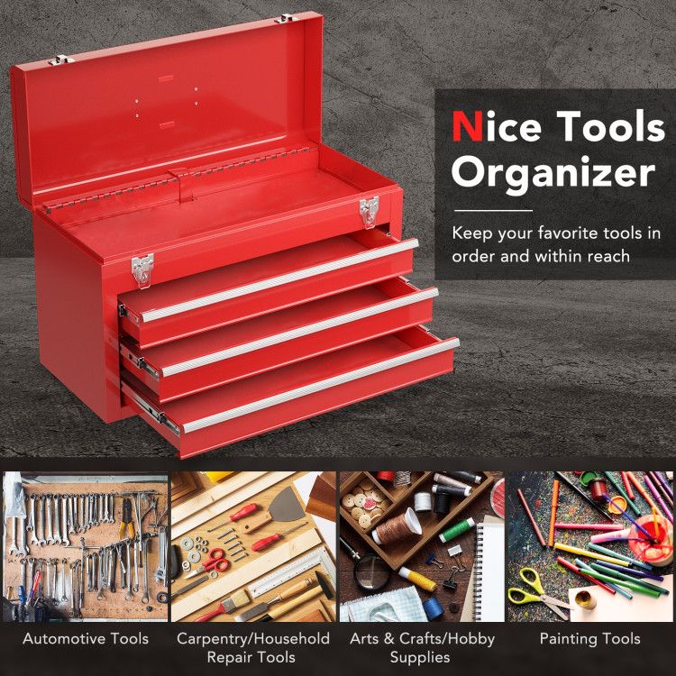 Portable Garage Mechanic Tool Cabinet Box with 3 Drawers view 6