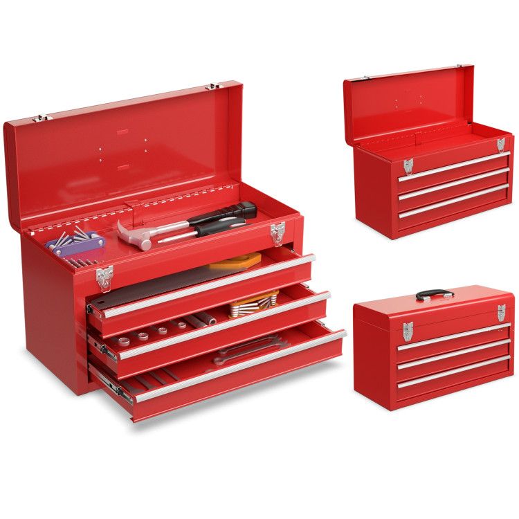 Portable Garage Mechanic Tool Cabinet Box with 3 Drawers view 7