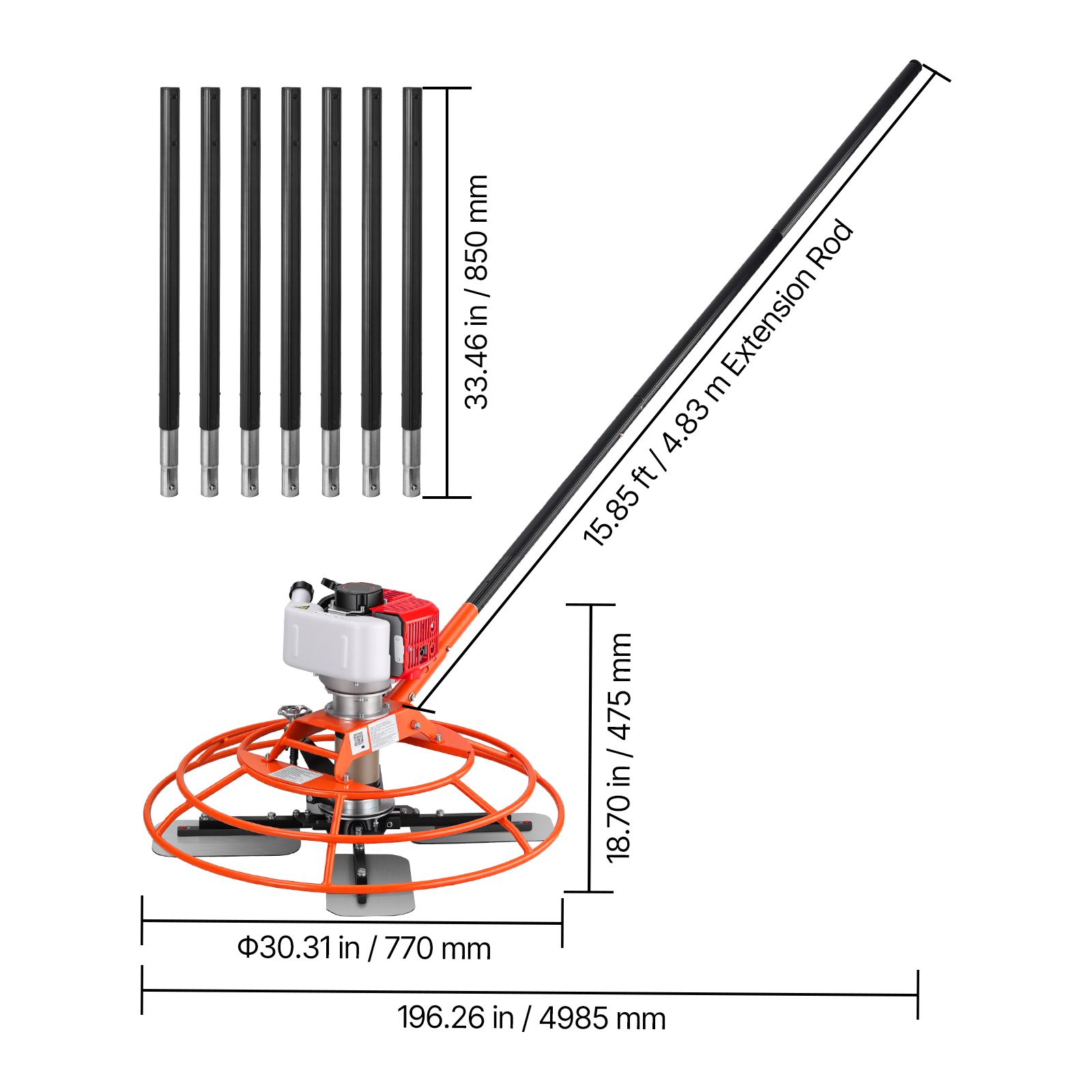 Power Trowel, 28.3 Inch Trowel Diameter Concrete Finishing Machine, 4 Blades view 7