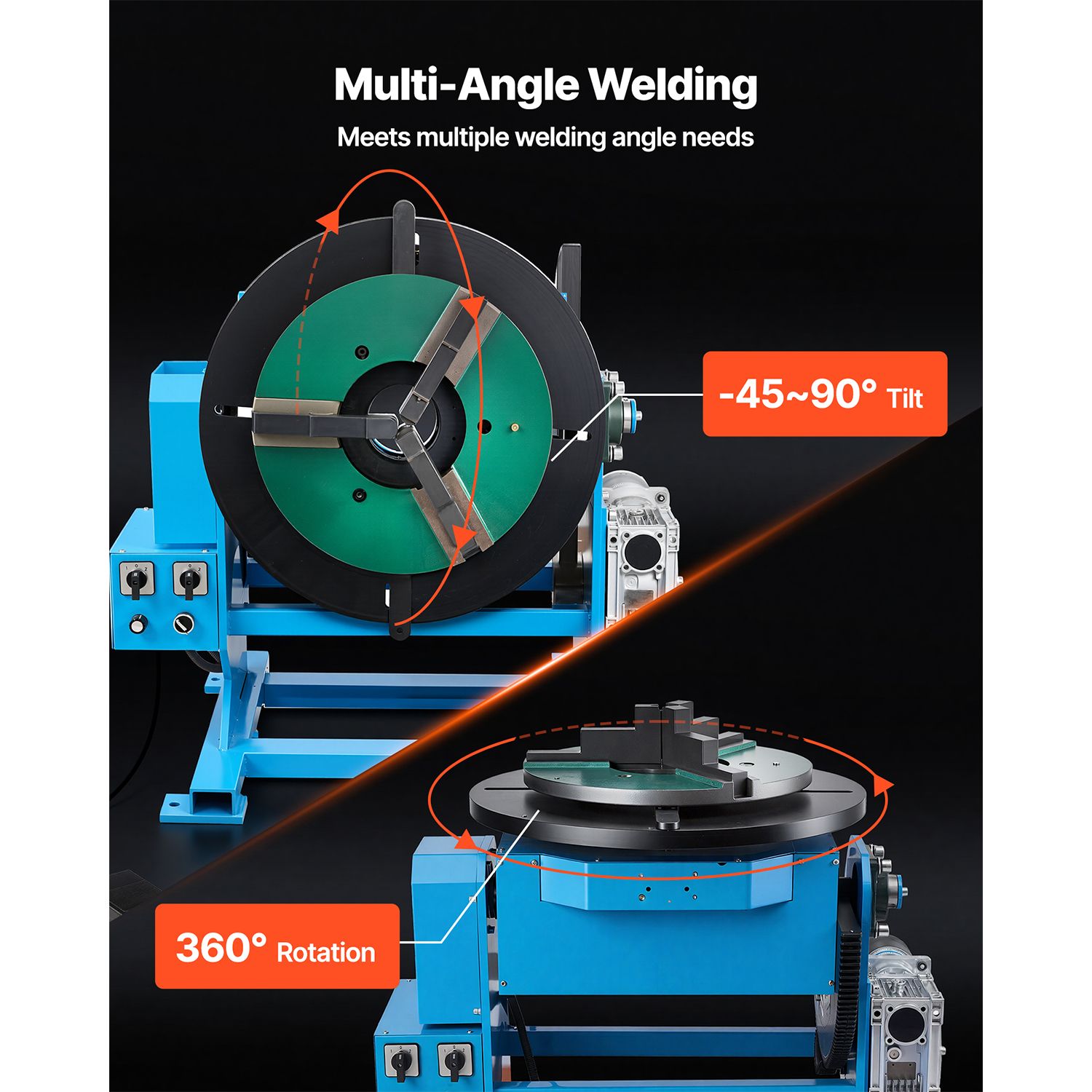 Welding Positioner, 1102 Lbs Load Capacity, -45° to 90° Tilt Angle Welding Positioner Turntable view 3