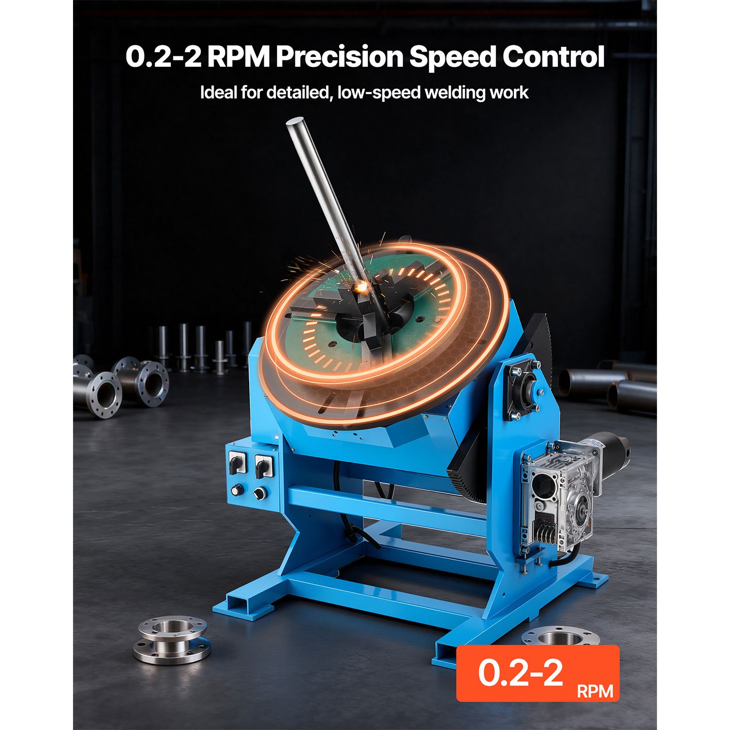 Welding Positioner, 1102 Lbs Load Capacity, -45° to 90° Tilt Angle Welding Positioner Turntable view 4
