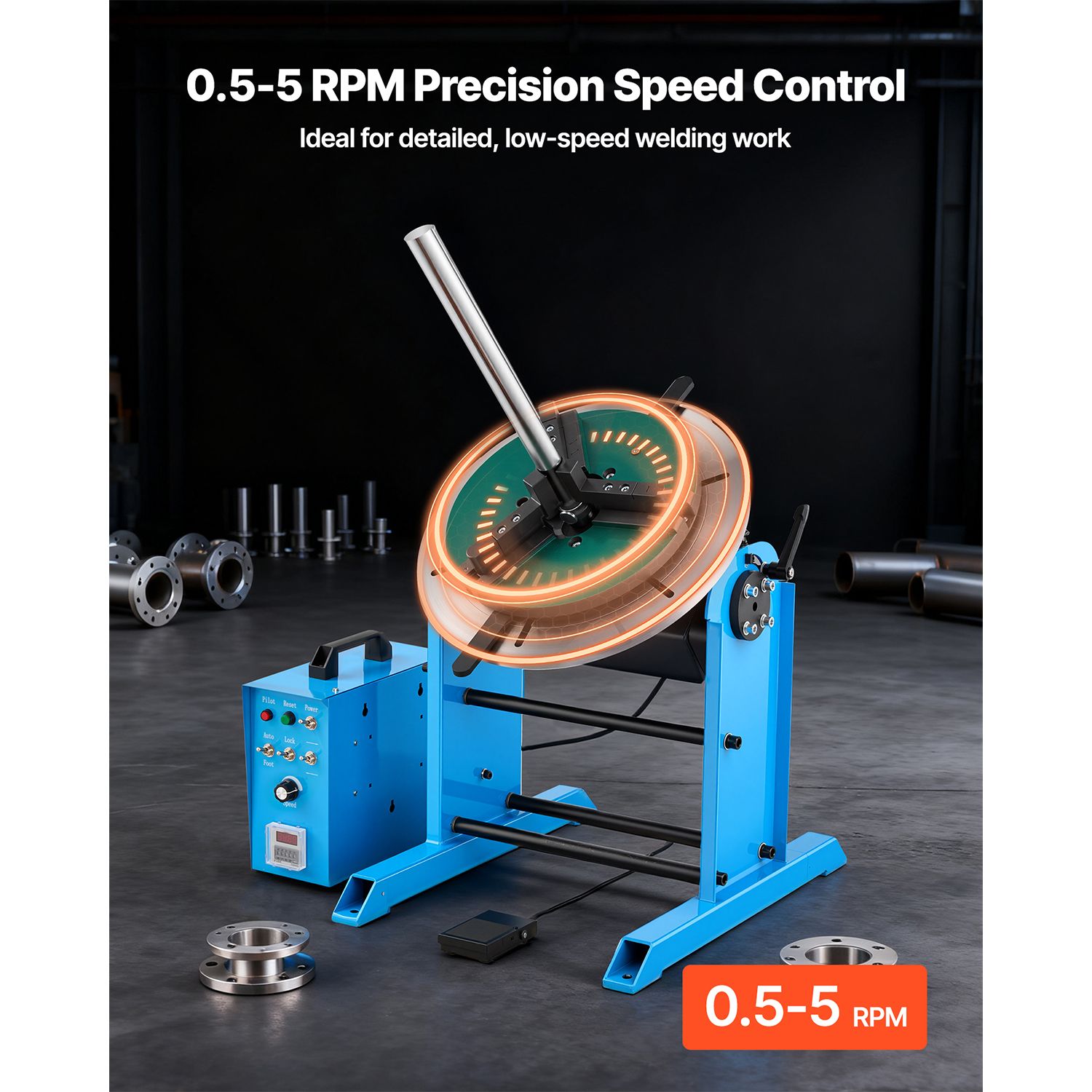 Welding Positioner, 441 Lbs Load Capacity, -45° to 90° Tilt Angle Welding Positioner Turntable view 4