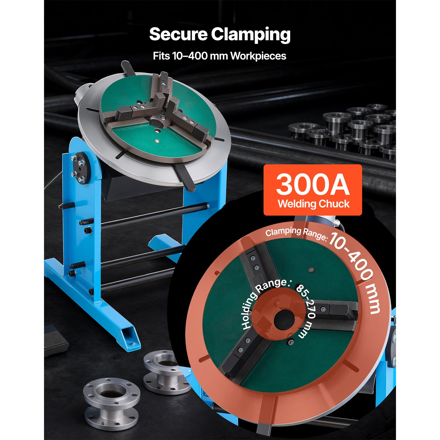 Welding Positioner, 441 Lbs Load Capacity, -45° to 90° Tilt Angle Welding Positioner Turntable view 6