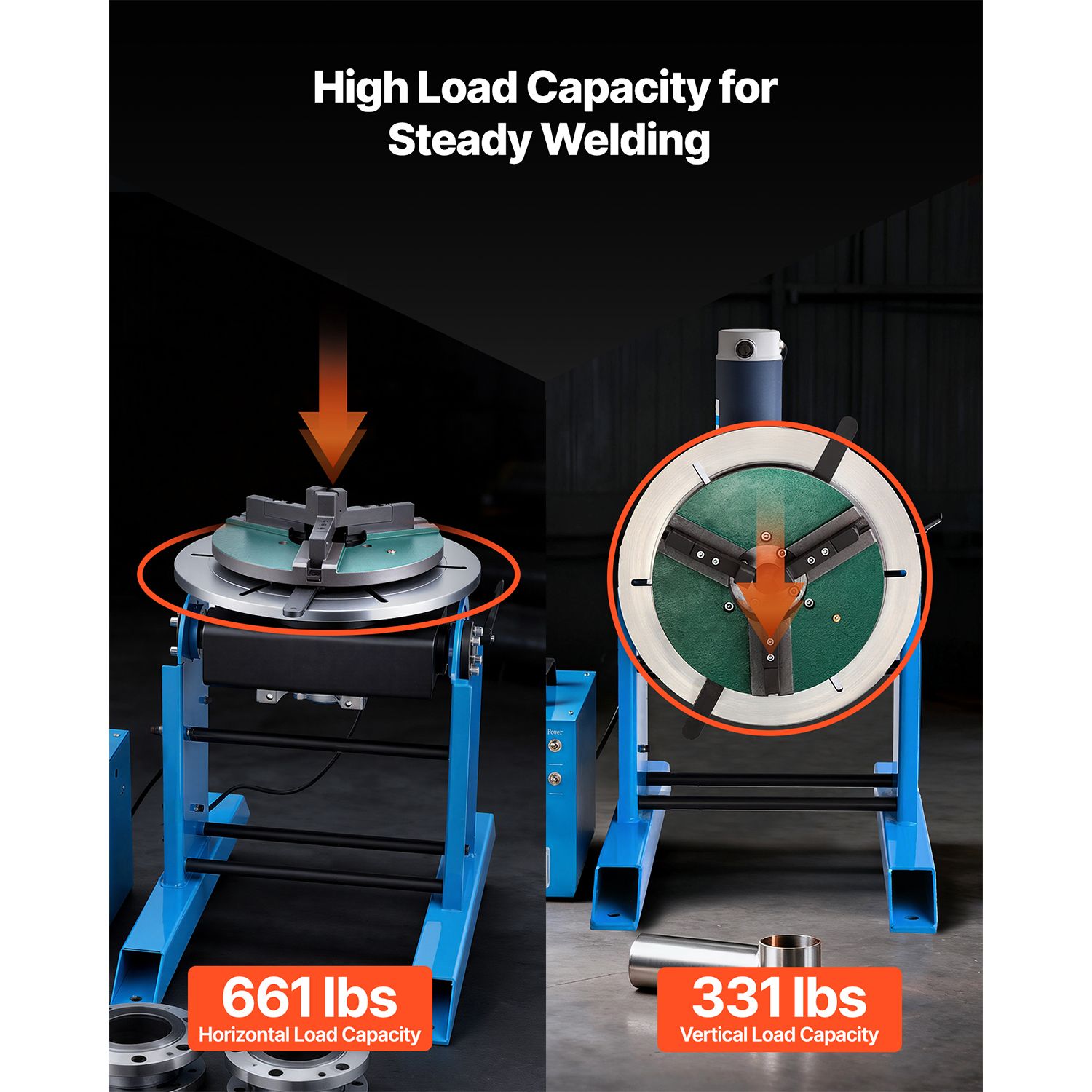 Welding Positioner, 661 Lbs Load Capacity, -45° to 90° Tilt Angle Welding Positioner Turntable view 2