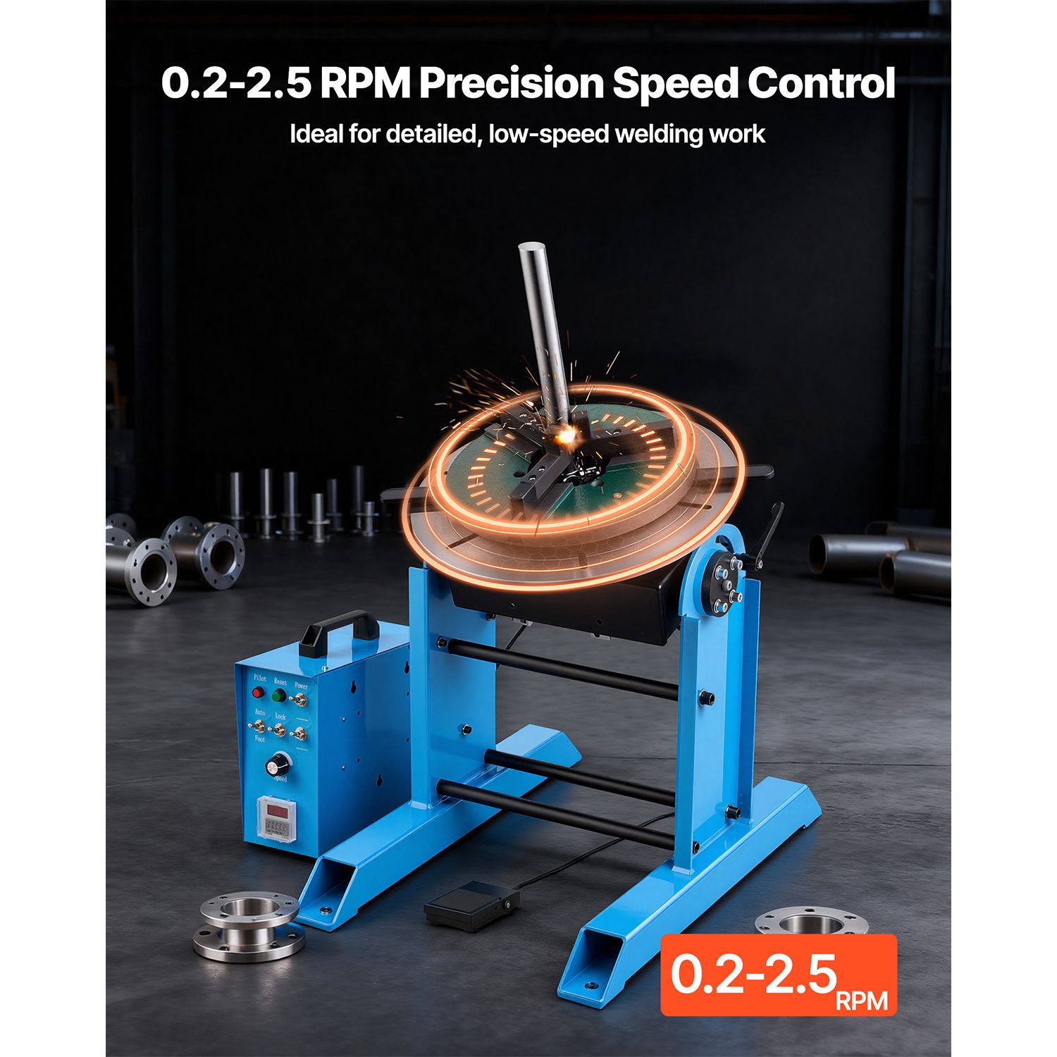 Welding Positioner, 661 Lbs Load Capacity, -45° to 90° Tilt Angle Welding Positioner Turntable view 4