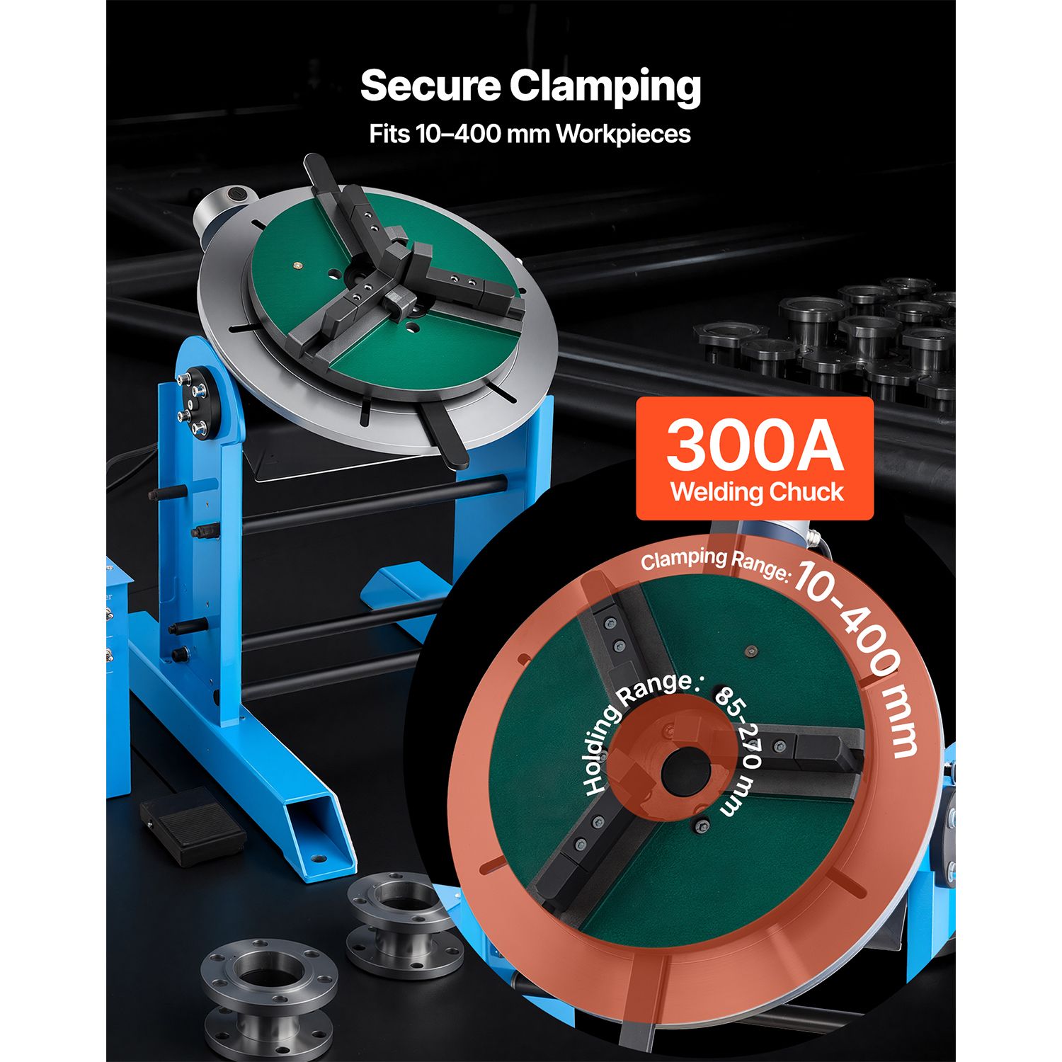 Welding Positioner, 661 Lbs Load Capacity, -45° to 90° Tilt Angle Welding Positioner Turntable view 6