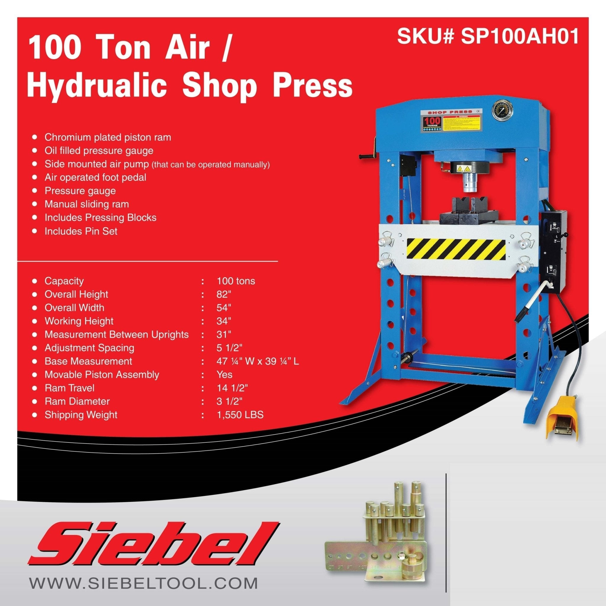 SIEBEL Air & Hydraulic Shop Press | Heavy-Duty Industrial Machine view 5