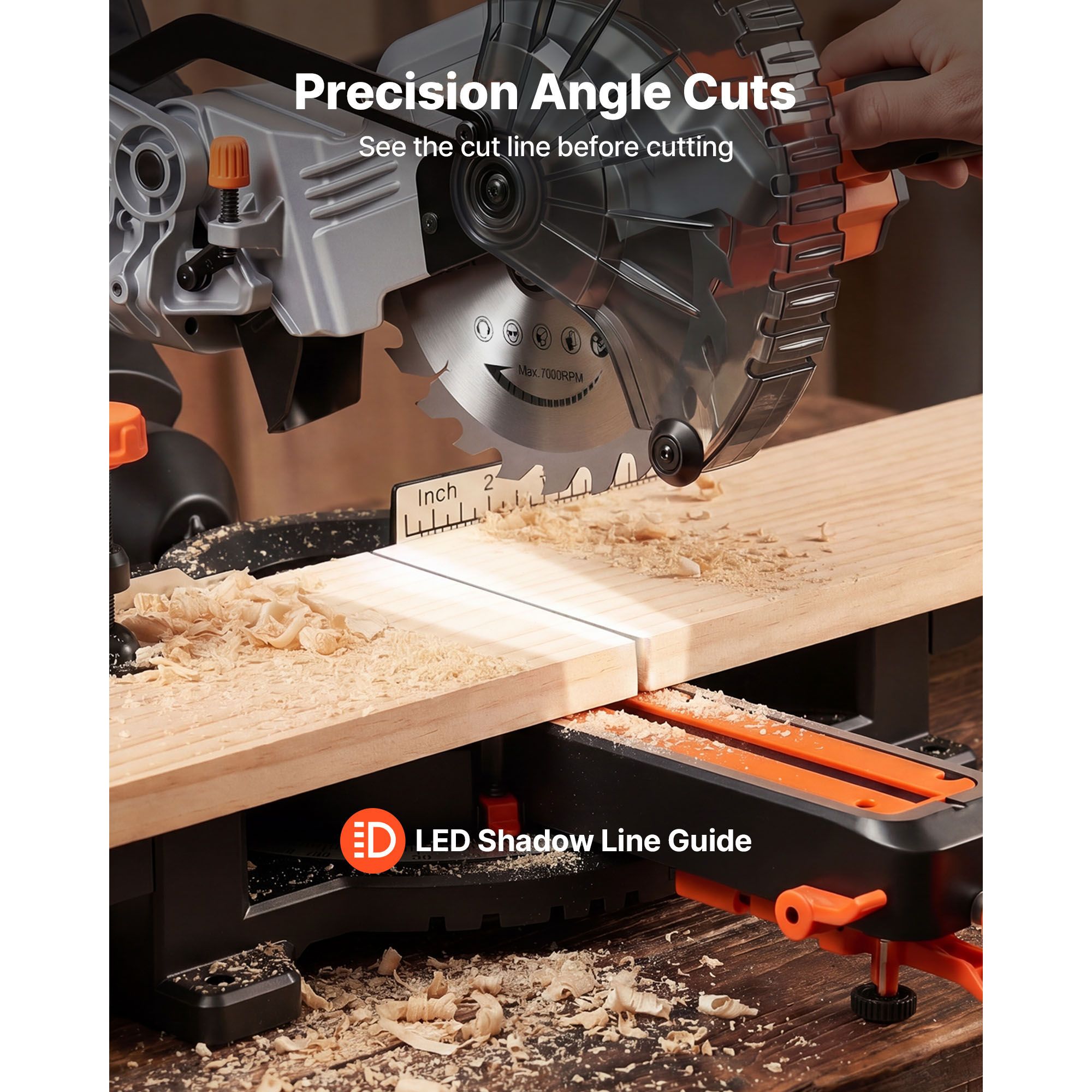 Sliding Compound Miter Saw, 7-1/4 Inch Blade, DC 18.5V Cordless Miter Saw view 3