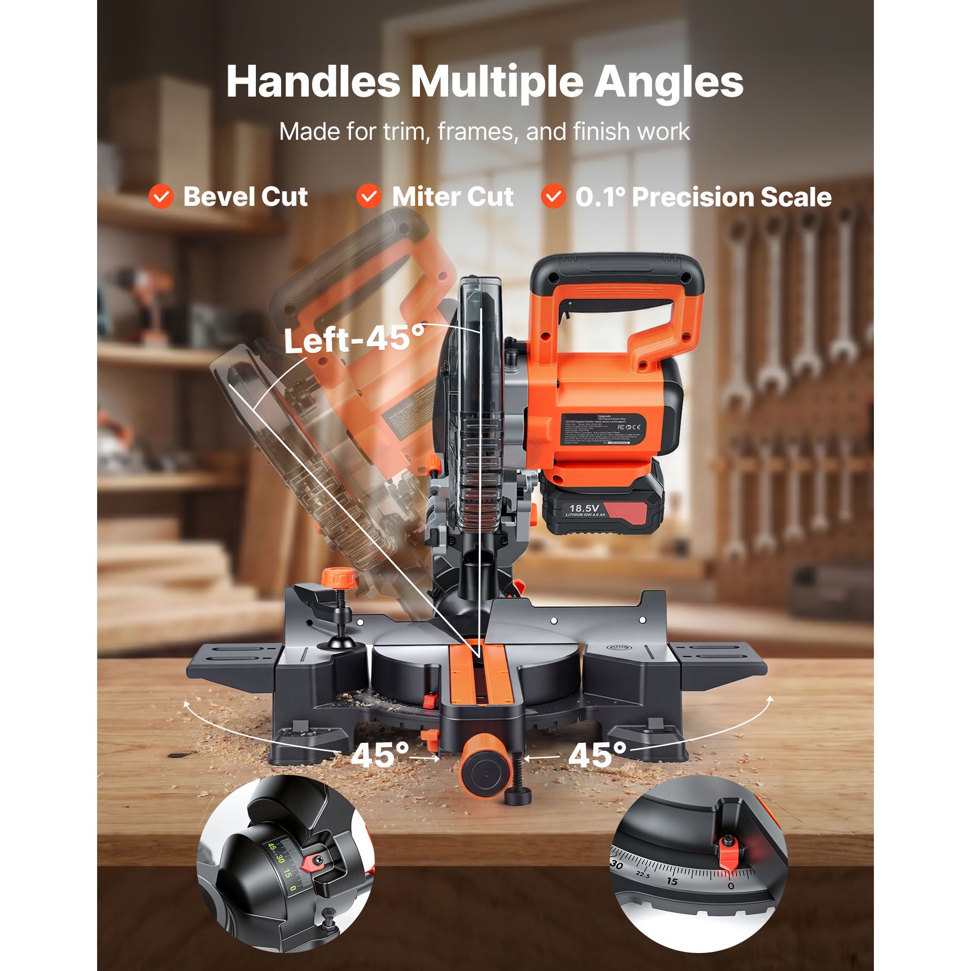 Sliding Compound Miter Saw, 7-1/4 Inch Blade, DC 18.5V Cordless Miter Saw view 4