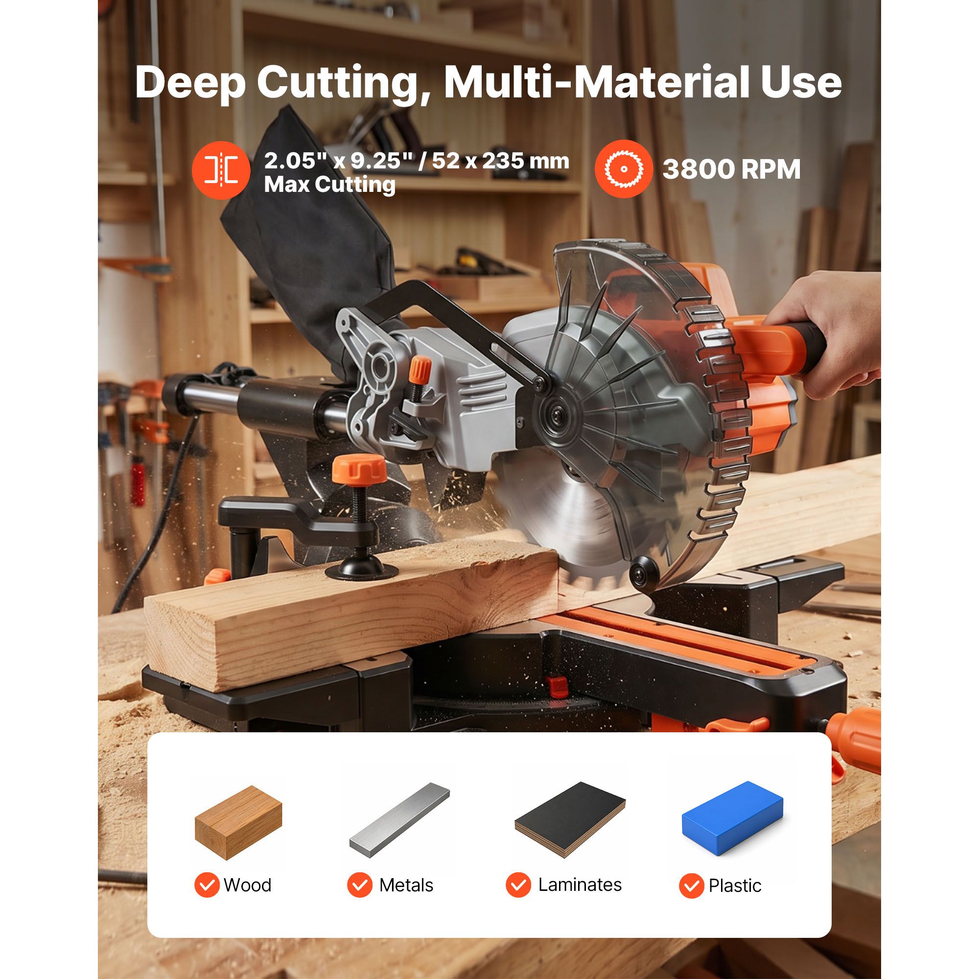 Sliding Compound Miter Saw, 7-1/4 Inch Blade, DC 18.5V Cordless Miter Saw view 5