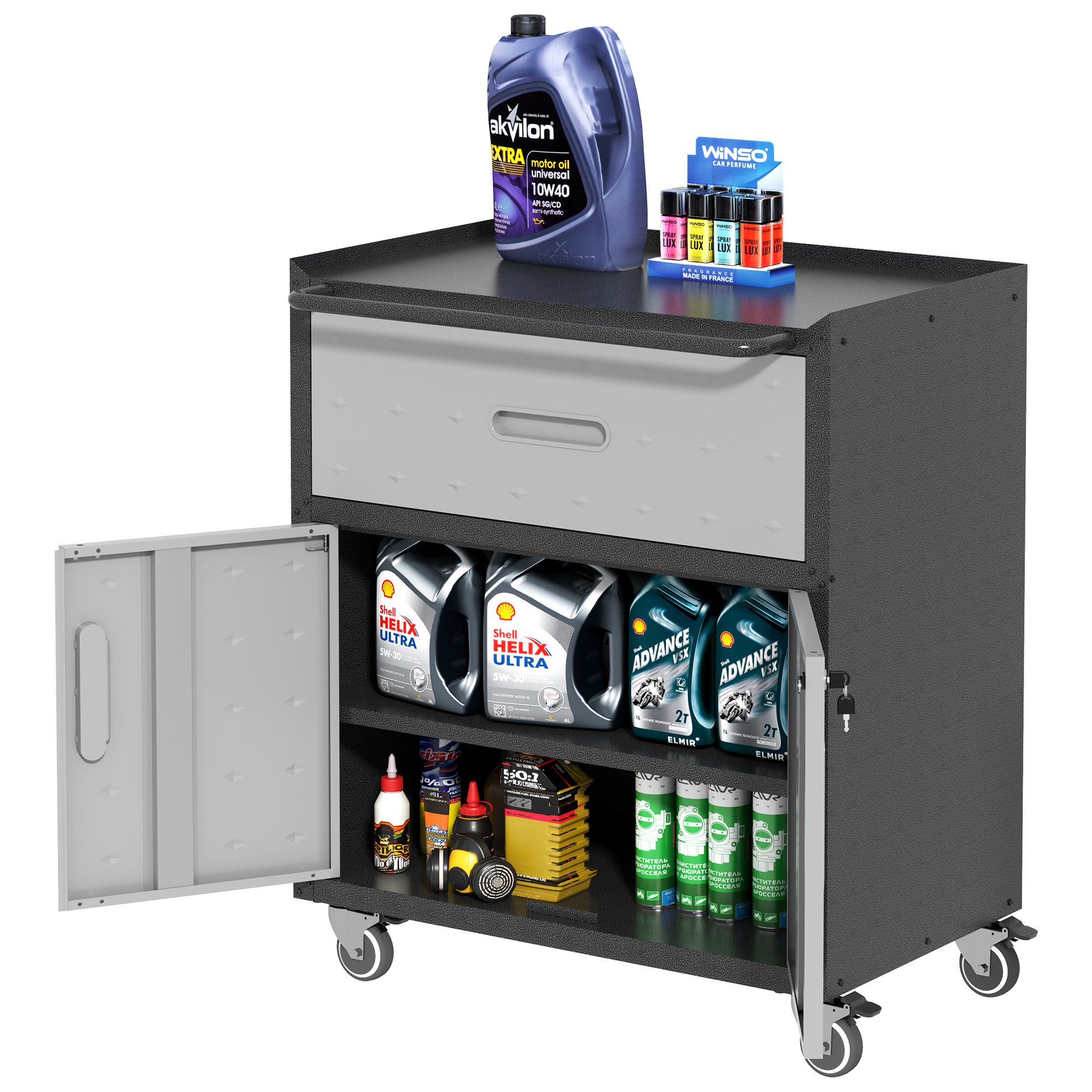 Sturdy and Durable Metal Tool Cabinet for Garage with Wheels view 5