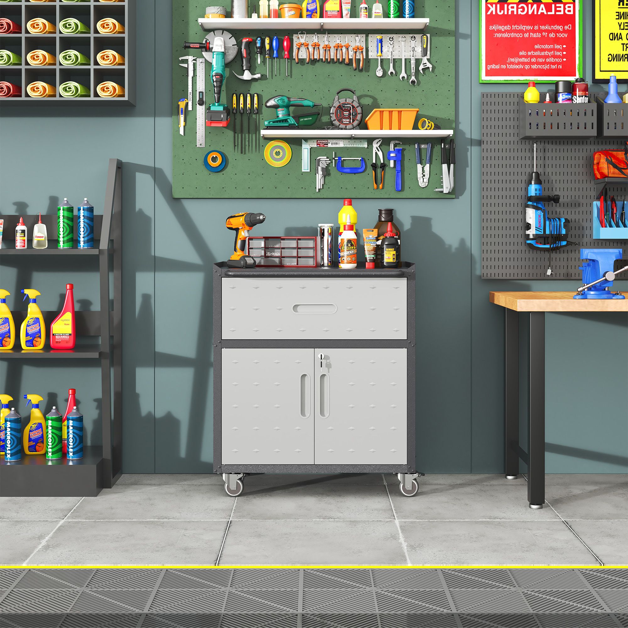 Sturdy and Durable Metal Tool Cabinet for Garage with Wheels view 6