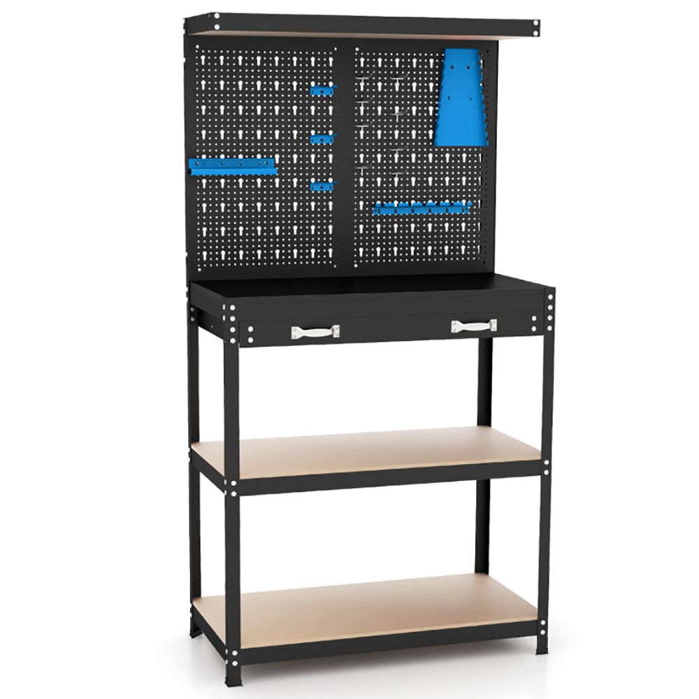Tool Storage Workbench with Pegboard with 14 Hanging Accessories for Garage view 2